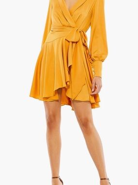 Ieena by Mac Duggal Marigold Wrap Mini Dress